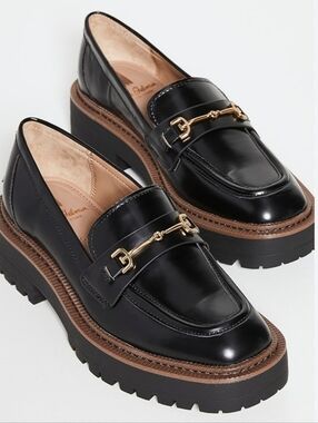 NWT Sam Edelman Women's Laurs Lug Sole Loafer With Gold Bit Hardware, Sz 7
